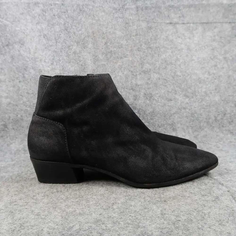 Aquatalia Shoes Womens 8 Booties Franca Ankle Boot Leather Almond Toe Black Zip